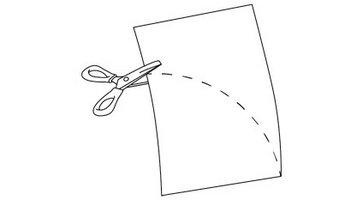 Zeichnung zur Erklärung des Ausschneidens eines Viertelkreises aus Pappe.