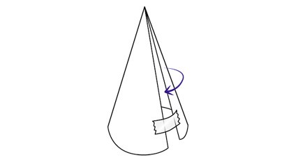 Zeichnung zur Erklärung zur Erstellung eines Kegels aus Pappe.