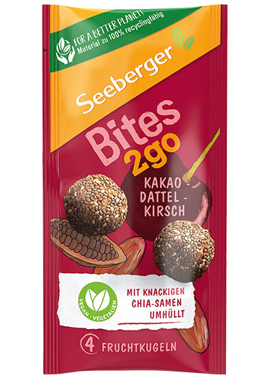 Seeberger Bites2go Kakao-Dattel-Kirsch, 4 Kugeln