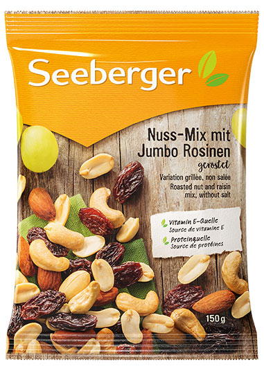 Nuss-Mix mit Jumbo Rosinen von Seeberger, 150 g