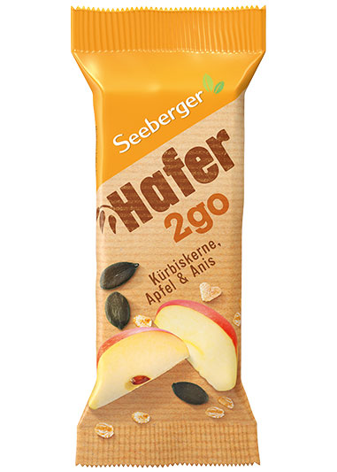 Hafer2go Müsliriegel Kürbiskerne, Apfel und Anis von Seeberger, 50 g