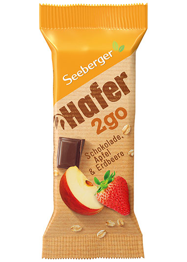 Hafer2go Müsliriegel Schokolade, Apfel und Erdbeere von Seeberger, 50 g