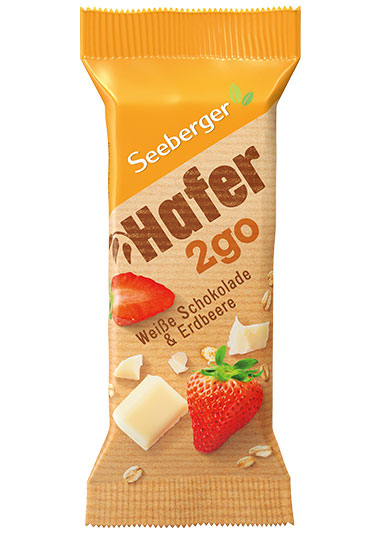 Hafer2go Müsliriegel weiße Schokolade und Erdbeere von Seeberger, 50 g
