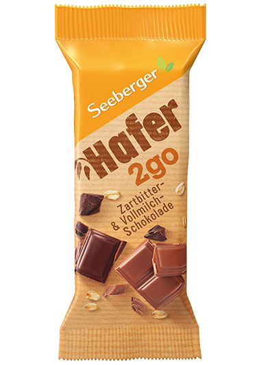 Hafer2go Müsliriegel Zartbitter- und Vollmilchschokolade von Seeberger, 35 g