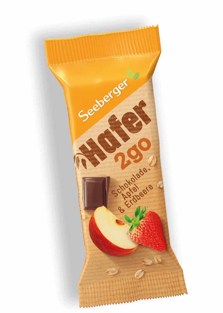 Hafer2go Müsliriegel Schokolade Apfel und Erdbeere von Seeberger, 50 g