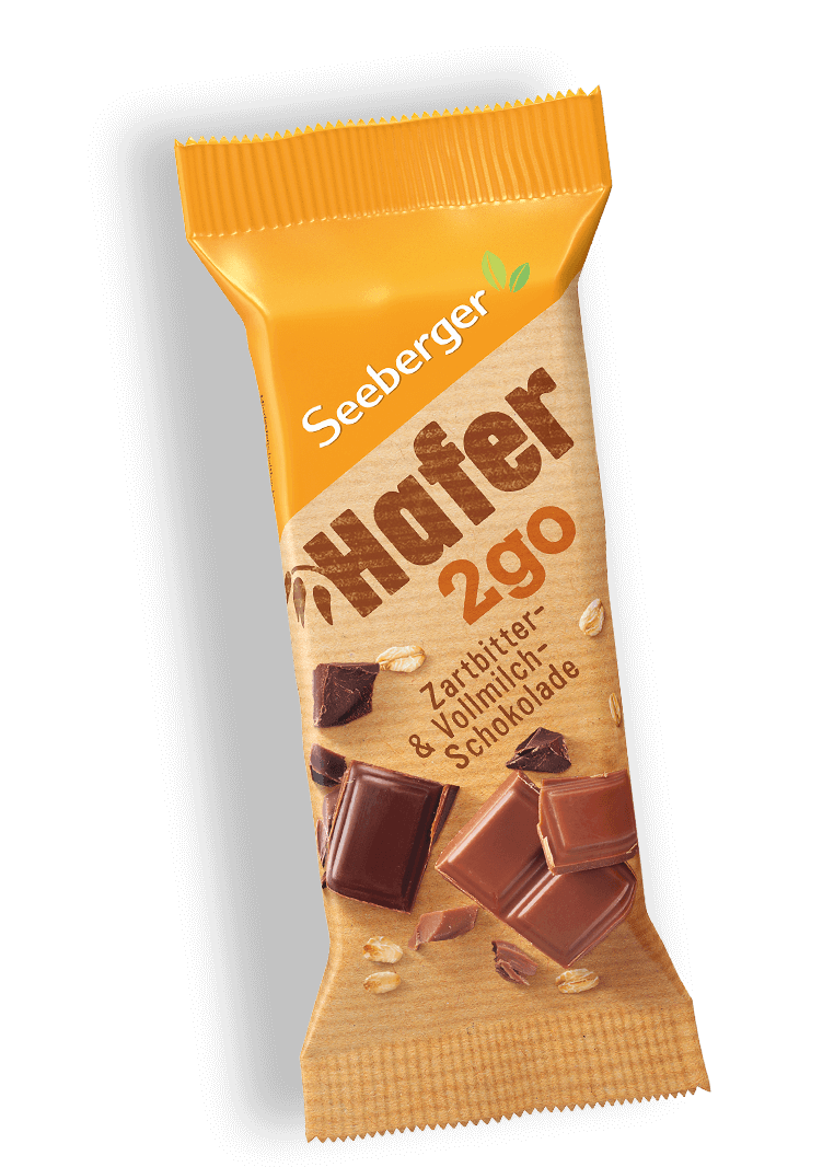 Hafer2go Müsliriegel Zartbitter- und Vollmilchschokolade von Seeberger, 50 g